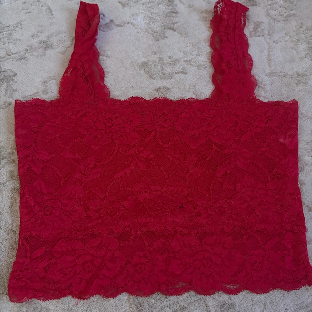 Guess Vibrant Red Lace Top